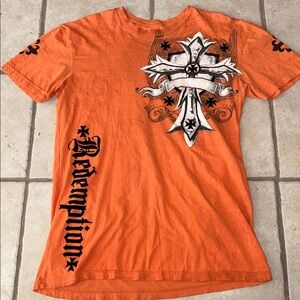 Y2K 00s Raw State Premium Orange T-Shirt affliction style